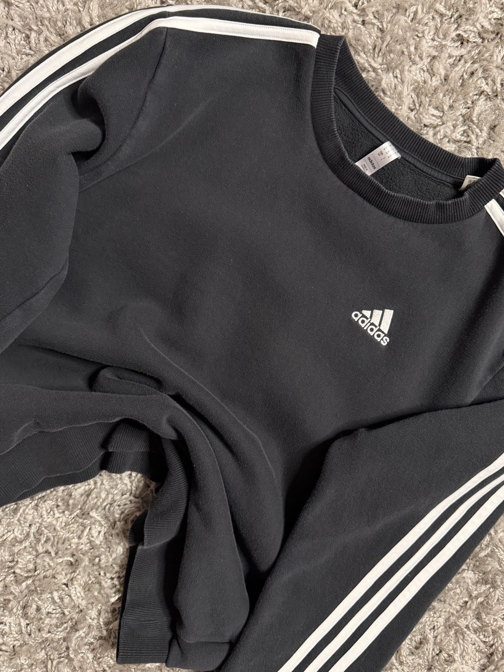 Adidas Black Striped Crewneck
